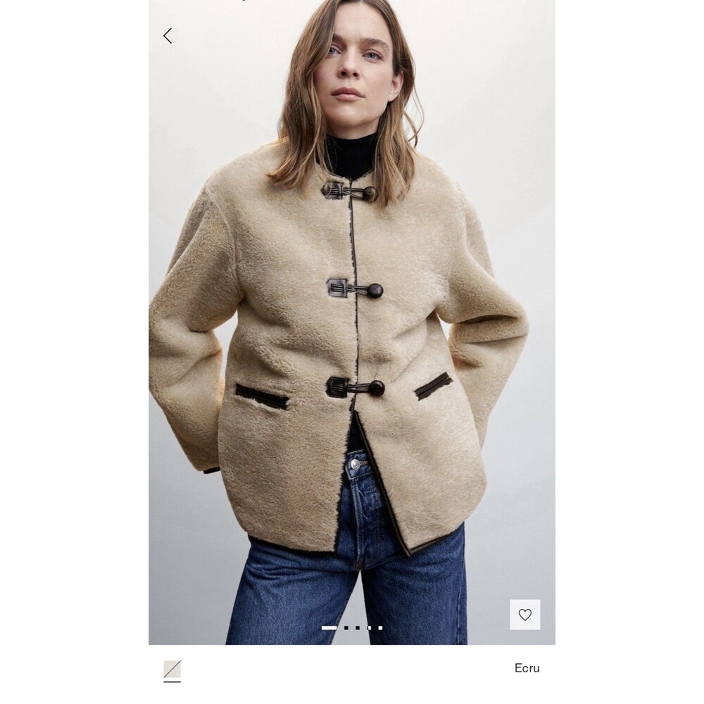 Mango MNG Fur Effect Coat With Appliqués XS $200